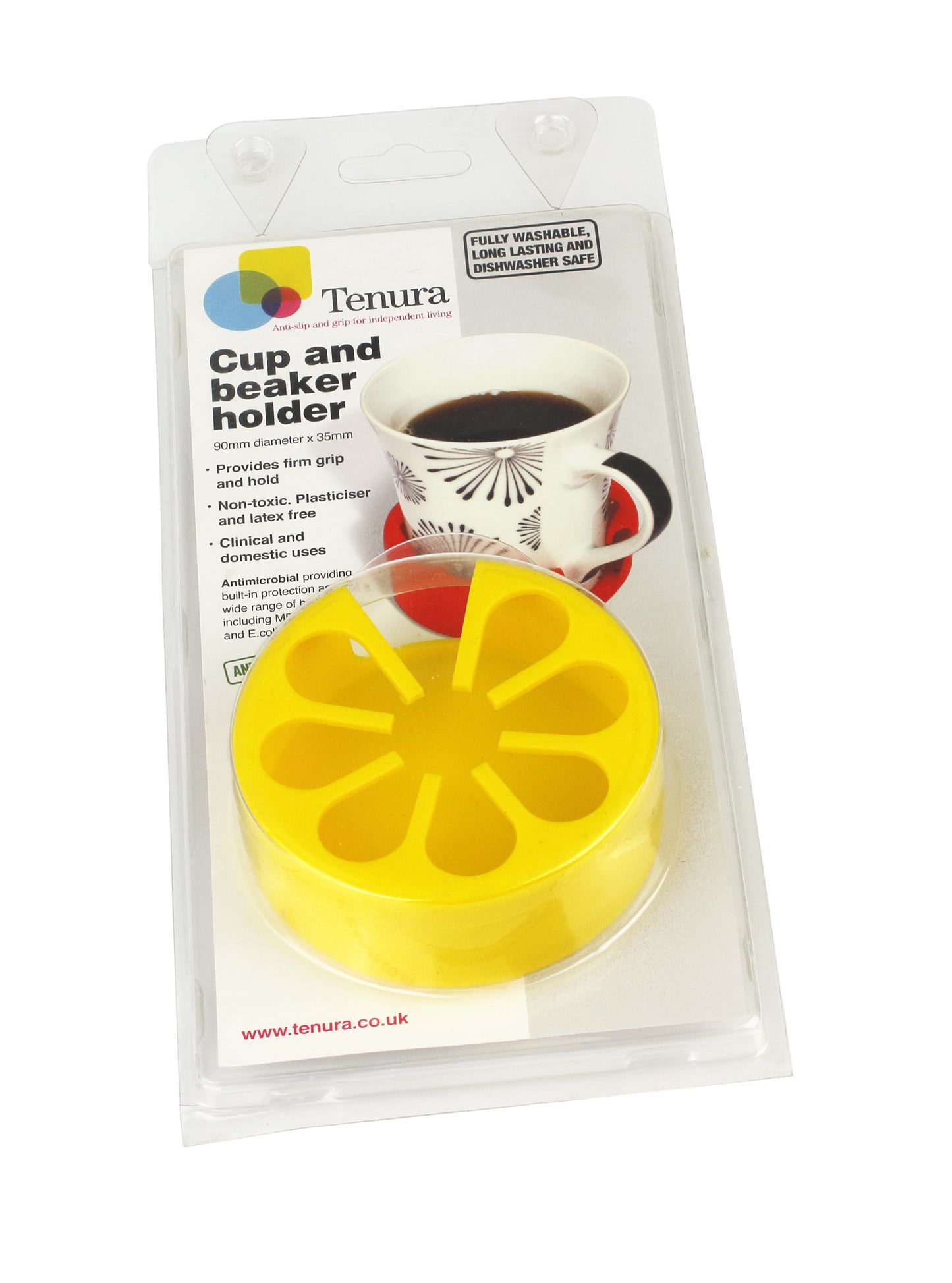 yellow cup coaster in packaging