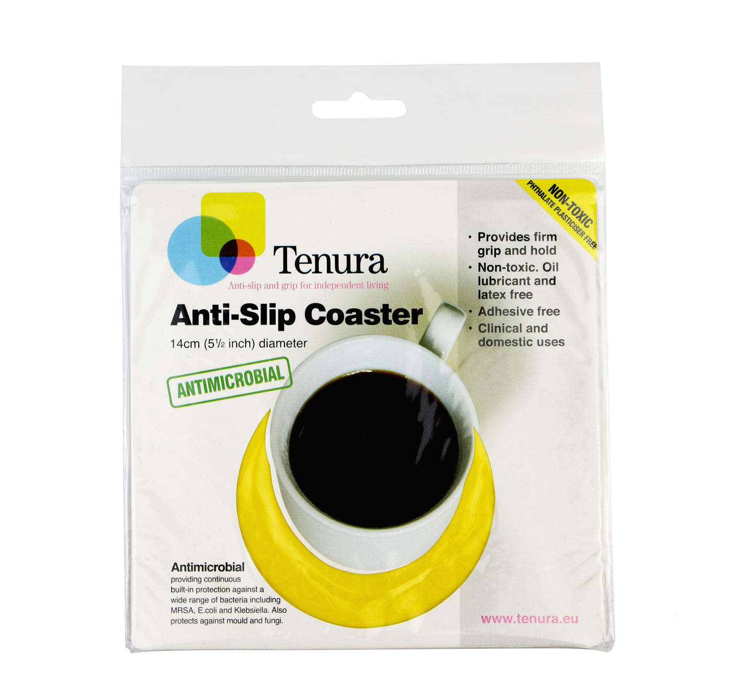 yellow anti-slip coaster in packaging
